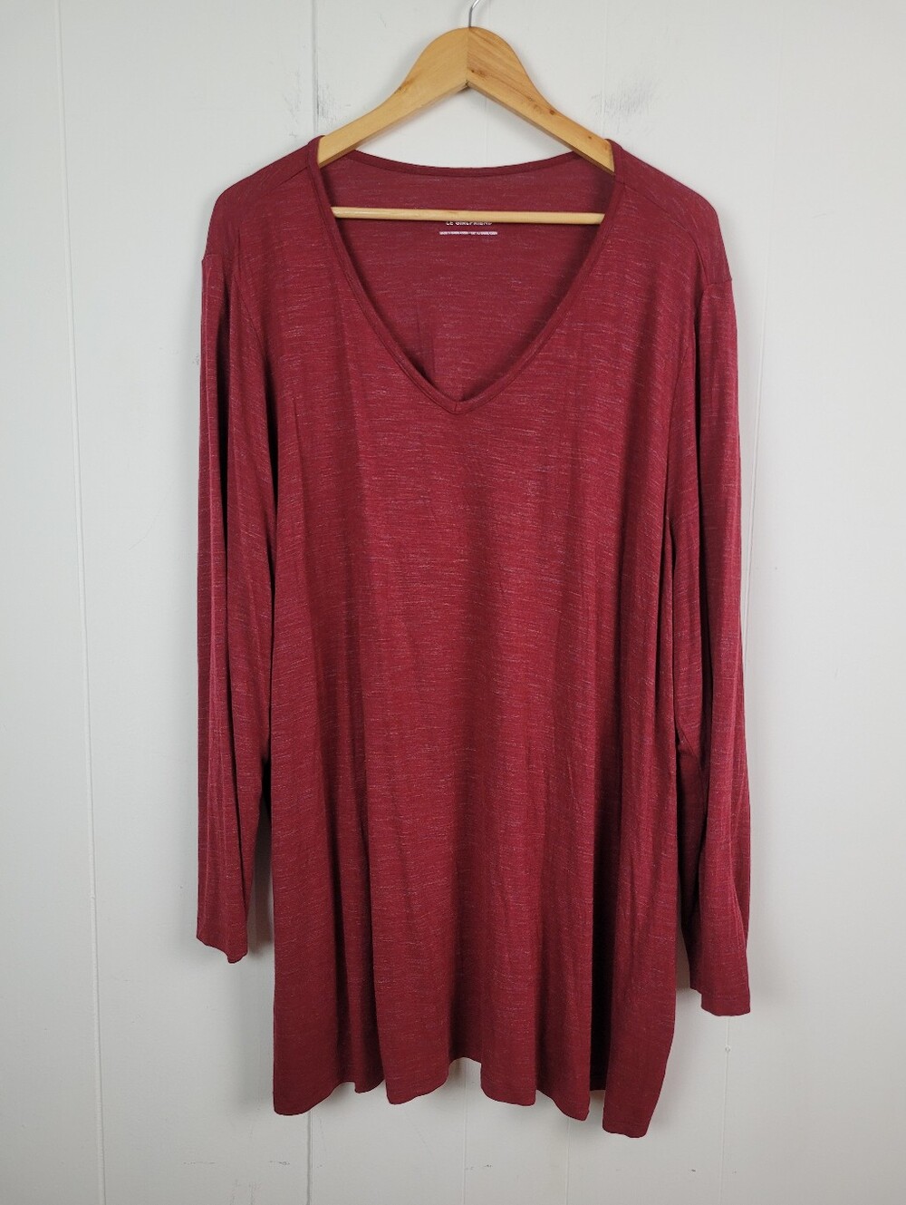 Penningtons 3X Red Marled V-Neck Long Sleeve Girlfriend Tee